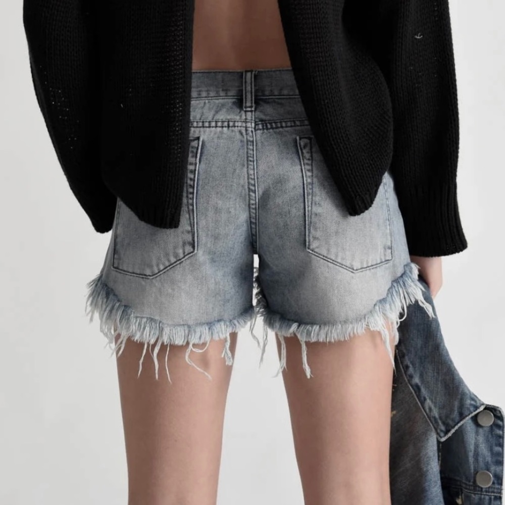 One Teaspoon Cotton Raw Hem Rocky Bonitas Low Waist Denim Wash Jean Shorts 30 - Picture 5 of 10